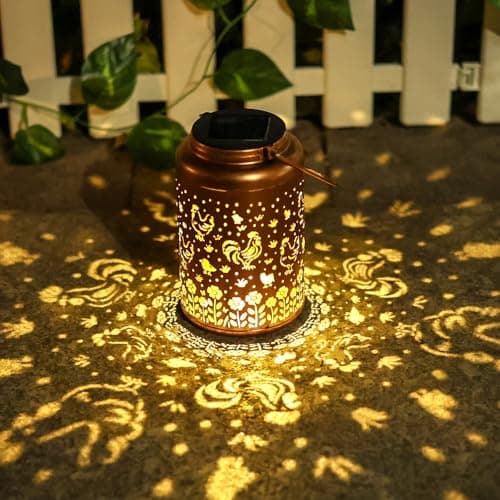 Mothers Day Gifts Chicken Solar Lanterns Outdoor Hanging,Waterproof Solar Lights Gifts for Women Men Mom Outside Metal Decoration for Summer Garden, Porch, Lawn,Yard, Patio, Landscape Decor