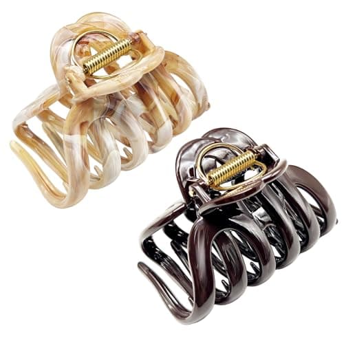 YIERSO Claws Clips, Hair Claw for Women, Strong Hold No-Slip, Pumpkin Hair Claws Clip for Thick/Long/Curly Hair, Durable for Everyday Use Gift,2-Pack (Brownie+Latte)