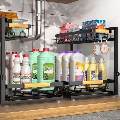 Sevenblue 2-Tier Height-Adjustable Under-Sink Organizer 2-Pack for $20 + free shipping w/ Prime