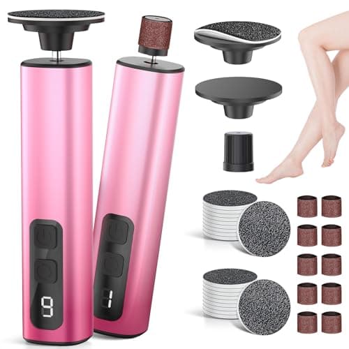 Upgraded Electric Foot Callus Remover, Rechargeable Electric Foot File for Cracked Heels, 9 Speeds Dead Skin Callus Remover, Cordless Electric Nail Drill File Pedicure Tools with Sandpaper Discs