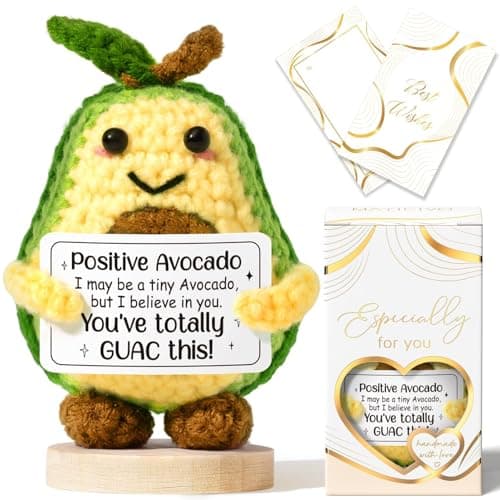 Emotional Support Crochet Positive Avocado Inspirational Cheer Up Gifts for Women,Handmade Positive Crochet Gift Thank You Birthday Mothers Day Teacher Appreciation Gifts for Coworker Nurse Mom Friend
