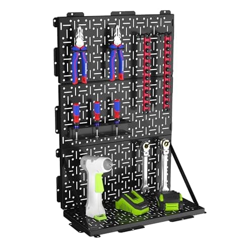 WORKPRO 16”x 16” Metal Peg Board, Foldable Black Steel Pegboard for Wall Organization - 2 Pack $21.49