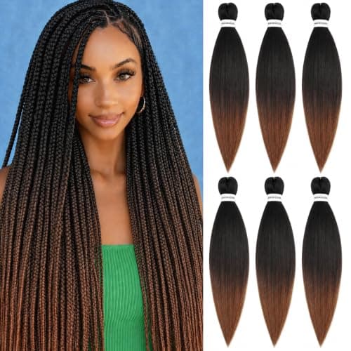 AKONSOUL Braiding Hair Pre Stretched 56 Inch - 6x Soft & Lightweight Synthetic Hair Extensions for Braids and Twists, 28 in Open 56 in, Yaki Texture, Ombre 1B/30