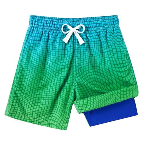 Belovecol Boys Green Swim Trunks Size 14-16 Gradient Swimsuit with Elastic Waistband No Mesh Bathing Suit for Seaside