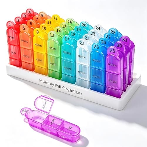 Cruxer Monthly Pill Organiser 3 Times a Day, Detachable 31 Day Pill Box, Travel 3 Times Pill Container, Pill Case 1 Month 32 Compartments, Tablet Organiser to Hold Vitamins, Fish Oil, Supplements