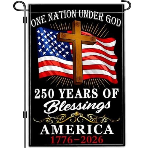 Yesuavt 250 Year America Anniversary Garden Flag Anniversary Usa Flag 12x18 Inch Outdoor One Nation Under God Patriotic American Garden Flags for Outside House Yard Decor
