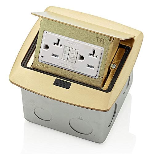 Leviton Pop-Up Floor Box with ...t GFCI Outlet, Brass, PFGF2-BR