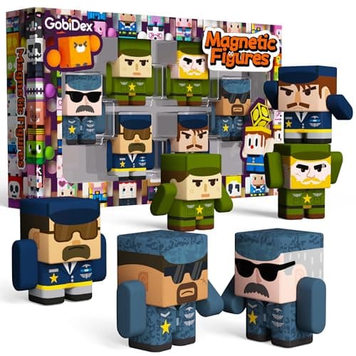 GobiDex Magnetic Army Men Action Figures, Military Toy Soldiers Expansion Pack, Compatible with Magnetic Building Blocks, STEM Army Toys for Boys Girls, Fun Toddler Kids Gifts Ages 3+