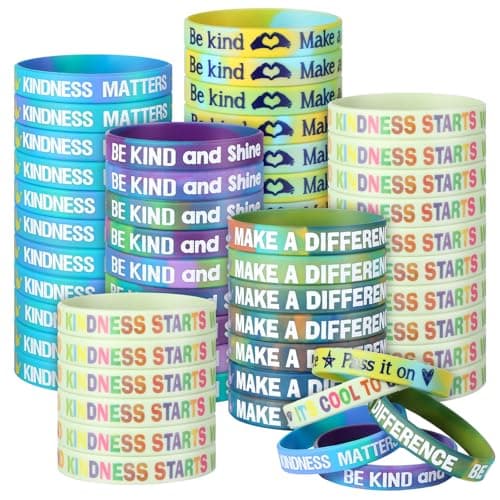 PullCrease 50 Pcs Be Kind Wristbands Random Acts of Kindness Day Motivational Rubber Bracelets Bulk Inspirational Anti Bullying Silicone Wristbands Gift for Kindness Week