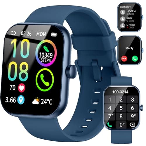 Jugeman Smart Watch for Men Answer/Make Calls, 1.96" Fitness Watch with Heart Rate, 2026 Step Counter Sleep Monitor, 113+ Sports Modes, IP68 Waterproof, Smartwatch for Android/iOS, Blue