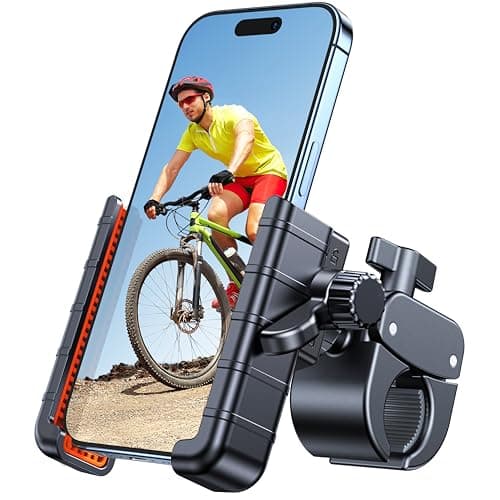 Coolpow Bike Phone Holder for Bike【Camera Friendly】 Ultra Stable Motorcycle Phone Mount【1s Lock】 Bike Cell Phone Holder Clamp for iPhone 17 Pro Max 16 15 14, All 4.7-7" Smartphones