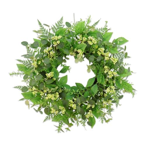 Green Eucalyptus Wreaths for Front Door,22 Inch Artificial Spring Summer Winter Wreath with Green Berries,Eucalyptus Leaves for Indoor Outdoor Wall Porch Festival Farmhouse Home Holiday Decor.
