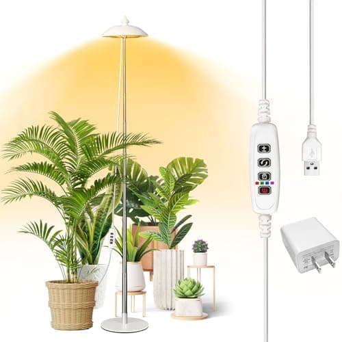 Quplavo LED Floor Grow Lights for Indoor Plants, Corner Stand Full Spectrum Plant Growing Lamp, 10 Dimmable Levels Auto 3/6/9/12H Timer Grow Light, Height Adjustable for Large Tall Plants