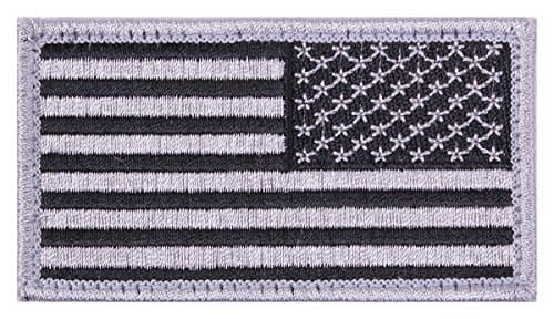 Rothco American Flag Patch - Hook Back (Black/Silver Reverse)