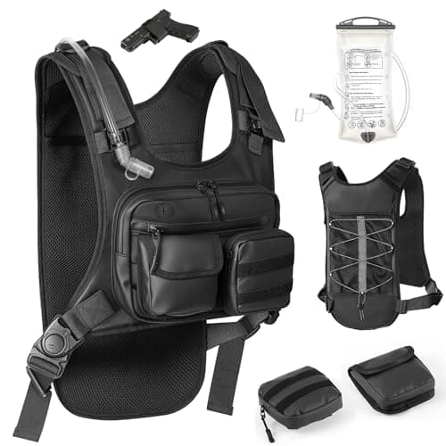 MoKo Running Hydration Vest with 2L Water Bladder, Lightweight Chest Pack Reflective Water Backpack with Gear Holder, Detachable 2×Small Pockets for Men Women Marathon, Hiking, Biking, Running, Black