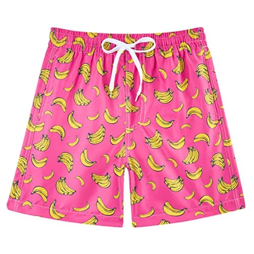 Cozople Pink Boys Swim Trunks Quick Dry Funny Banana Bathing Suit Summer Beach Swimwear Swimsuit Lightweight Surfing Boardshorts Size 9-10