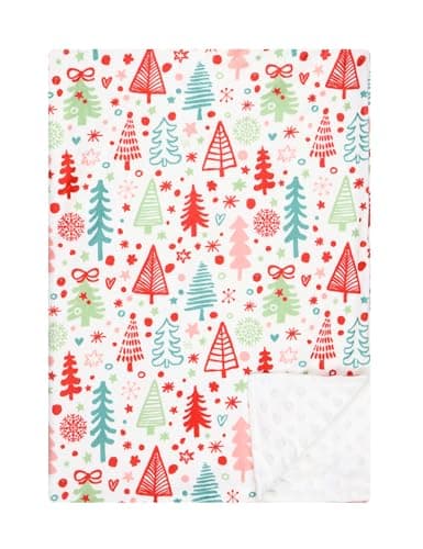 Giggle Angel Baby Plush Mink Blanket Double Layer with Dotted Backing for Baby Girl or Baby Boy (Red Cartoon Christmas)