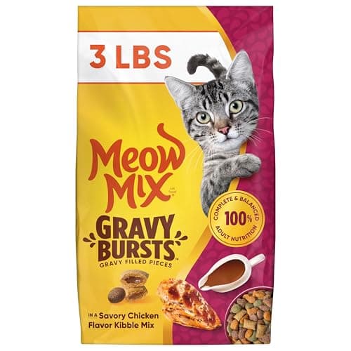 [SnS, AC] $3.49* | 3-Pound Meow Mix Gravy Bursts Gravy Filled Dry Cat Food (Savory Chicken) at Amazon