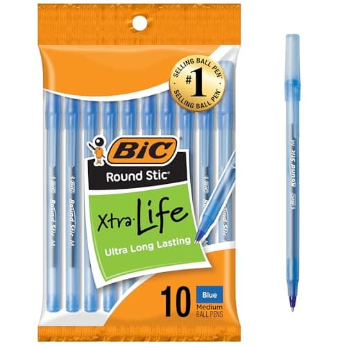 [SnS, AC] $0.89* | 2 × 10-Count BIC Round Stic Xtra Life Medium Point Ball Pens (Blue, 1.0mm) (44.5￠ each) at Amazon