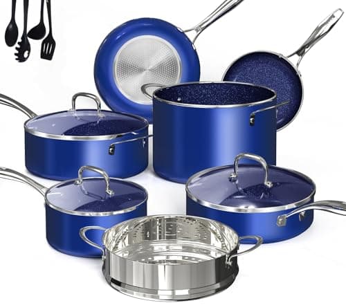 14-Piece DUXANO Healthy Pots and Pan Set w/ 9H Anti-scratch Coating, 2-Layer Non-Stick Ceramic &PFAS Free (Klein Blue) $109.44 + Free Shipping