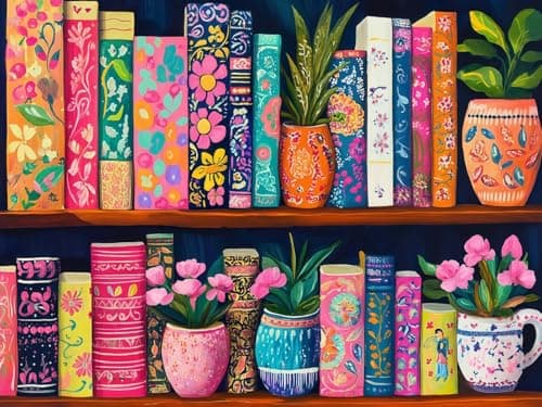 CSZPPQAF Vintage Book Diamond Art Kits for Adults Beginner, Flower Book 5D Diamond Painting Kits for Adults, DIY Full Drill Gem Art Paint by Diamonds Dots Crafts Kits for Home Decor 12x16Inch