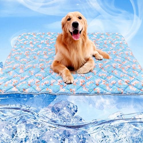 Dog Cooling Mat, Cooling Blanket for Dogs Bed Cover, Ice Silk Cool Pad for Dogs Furniture Protector, Premium Soft Washable Pet Blanket (28"×40"/Blue)