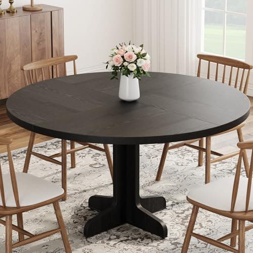 IDEALHOUSE Round Dining Table ...iving Room (Table Only), Black
