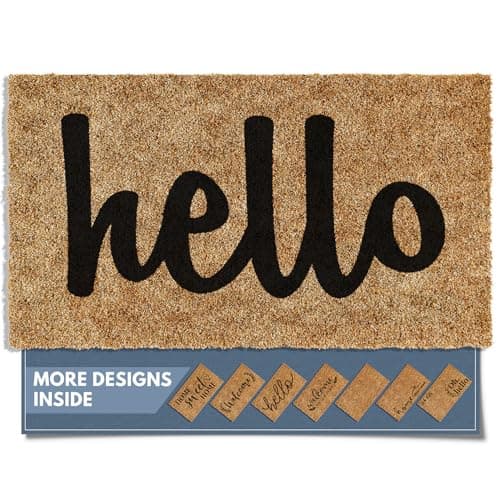 Barnyard Designs Doormat Welcome Mat for Outdoors, Large Front Door Entrance Mat, Brown (Thick Hello, 30x17)