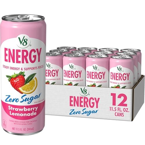 12-Pack 11.5-Oz V8 Energy Zero Sugar Strawberry Lemonade $10.78 w/ S&S + Free Shipping w/ Prime or on $35+