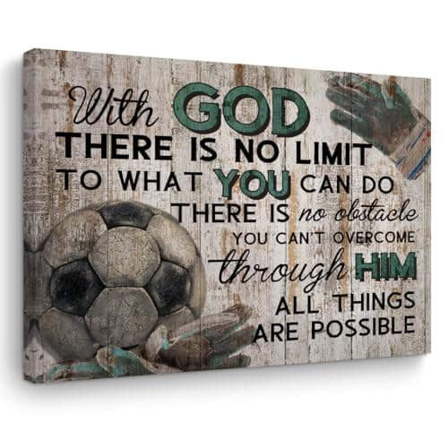 Soccer Sports Canvas Wall Art, Wall Decor Soccer Inspirational Vintage Boys Girls Men Room Rustic Framed Posters Art Prints Artwork Pictures for Soccer Lovers Gym Home Farmhouse Bedroom 11.4x15 Inch