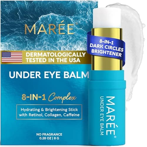 MAREE Under Eye Balm Stick Hydrating – Retinol Caffeine Under Eye Brightener Stick for Older Women – Collagen Undereye Cream for Dark Circles & Wrinkles – 0.28 Ounce, Blue