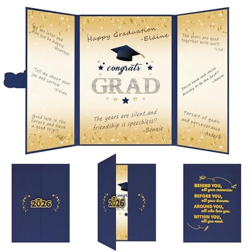 Vlipoeasn 2026 Graduation Guest Book Alternative, Blue Gold Class of 2026 Graduation Party Decorations, Graduation Signature Book for 2026 College High School, Unique Graduation Gifts for Friends