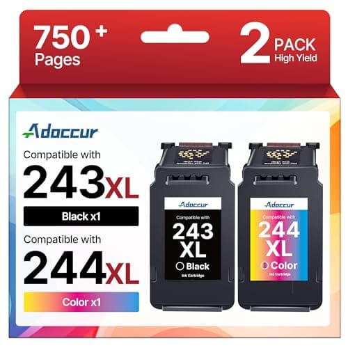 PG-243XL / CL-244XL Ink Value Pack Replacement for Canon 243 and 244 Ink Cartridges Compatible to Pixma MG2522 TR4520 MX492 MX490 TS202 TS302 TS3122 TS3322 TR4527 MG2920 MG2525 (1 Black, 1 Tri-Color)