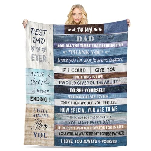 Gift for Dad from Daughter Son, Dear Dad Blanket for Father's Day, Throw Blankets Anniversary Birthday Super Soft Flannel Throw Blankets for Christmas Valentines Thanksgiving for Bed Sofa(50''x60'')
