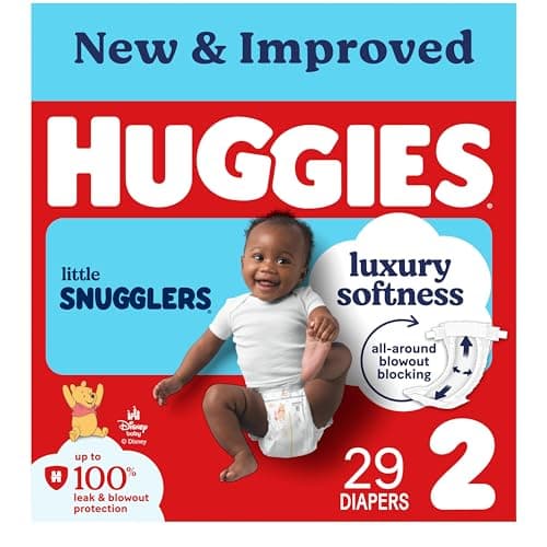 Huggies Size 2 Diapers, Little Snugglers Baby Diapers, Size 2 (12-18 lbs), 29 Count, Packaging May Vary