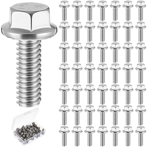 Zonon Flanged Hex Head Bolts with Reinforced Box, 304 Stainless Steel, Fully Threaded, External Flange Hex Screws for Industrial, Marine Applications (1/4-20 x 3/4",Slivery,50 Pcs)