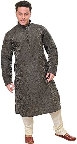 Exotic India Wedding Kurta Paj - Color Dark Gray Size 38