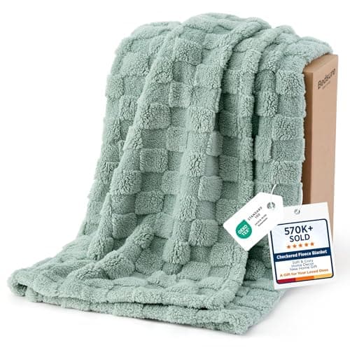 Bedsure GentleSoft Textured Checkerboard Fleece Throw Blanket (50" x 60", Sage Green) $9.78 + Free Shipping w/ Prime or on $35+