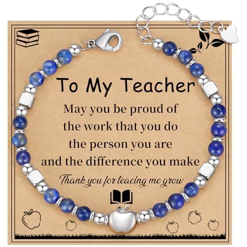 HiStock Teacher Appreciation Gift, Best Teacher Bracelet Nature Stone Bracelet Thank You Appreciated Week Gifts from Students