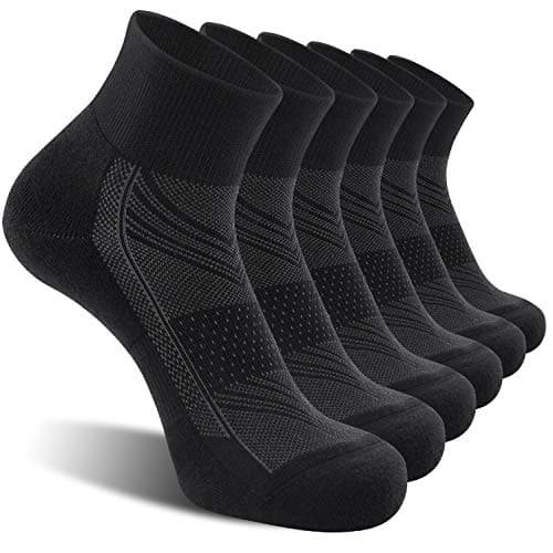 CS CELERSPORT 6 Pack Men's Ankle Socks with Cushion, Sport Athletic Running Socks, Black, Large