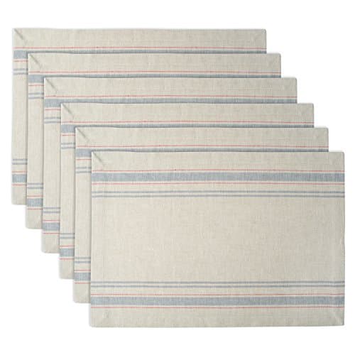 DII French Stripe Tabletop Col...et, 13x19, Taupe/Gray, 6 Piece