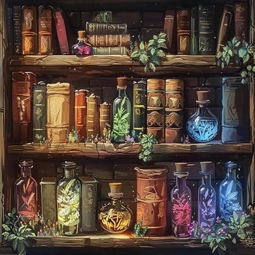 AIBOERL Square Drill Diamond Art Kits for Adults,Books 5D Diamond Painting Kits for Adults Beginners,DIY Square Diamond Dot Painting Gem Art Kits for Adult, Home Wall Decor 14x14Inch
