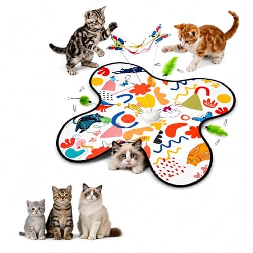 Aktor Interactive Cat Toy for Indoor Cats - Rechargeable Automatic Hide & Seek with Fluttering Butterfly, Moving Feather Wands & Realistic Prey Sounds | Motion Activated Exercise Toy for Bored Cats
