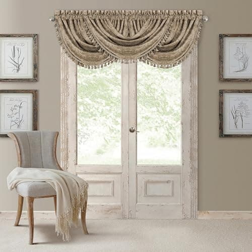 Elrene Home Fashions Antonia F...e with Tassels, 52"x36", Taupe