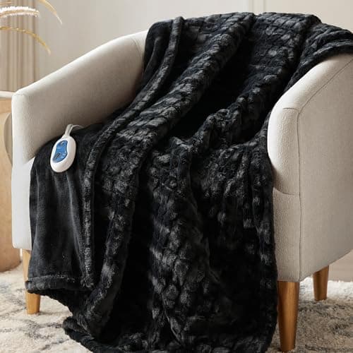 Beautyrest Heated Blanket, Ele... Washable, 50x70 Black Texture