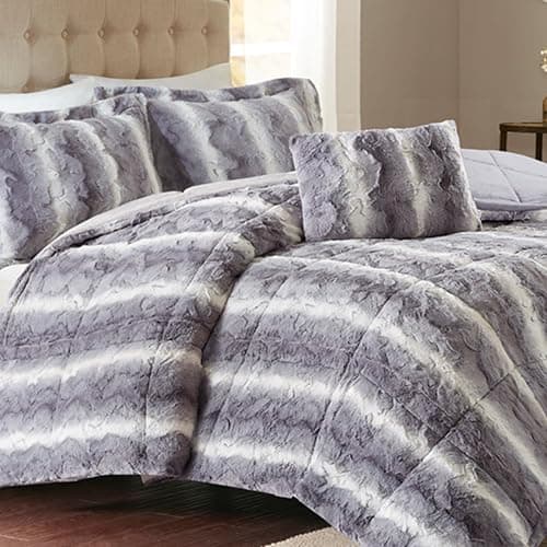 Madison Park Zuri Soft Plush C...ching Sham, King, Grey 4 Piece