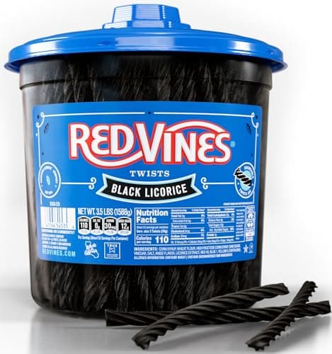 Red Vines Black Licorice Candy... Chewy Candy Twists 3.5 Lb Jar