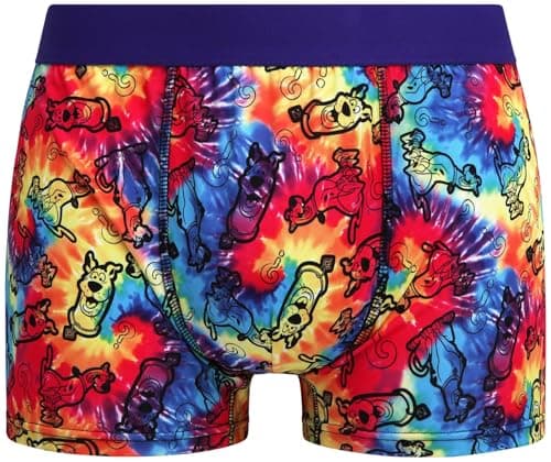 COCO BRANDS Scooby-Doo Mens Boxer Briefs - 1Pack/2Pack/3Pack No Fly Anti-Chafing Cotton Lined Support Boxers for Men, Size Large, Tie Dye Scooby Print-1pk