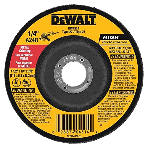 DeWALT 1/4" Thick Grinding Wheel (4.5" Diameter, 7/8" Arbor) $1.75