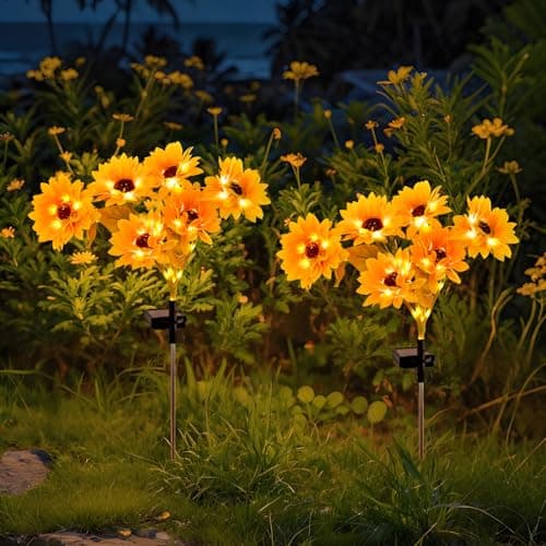 MLKNK Solar Flowers Outdoor Waterproof Solar Garden Lights with Sunflower Pattern Gifts for Women Grandma Gifts for Mom for Garden Yard Fence Patio Wedding Party Decor